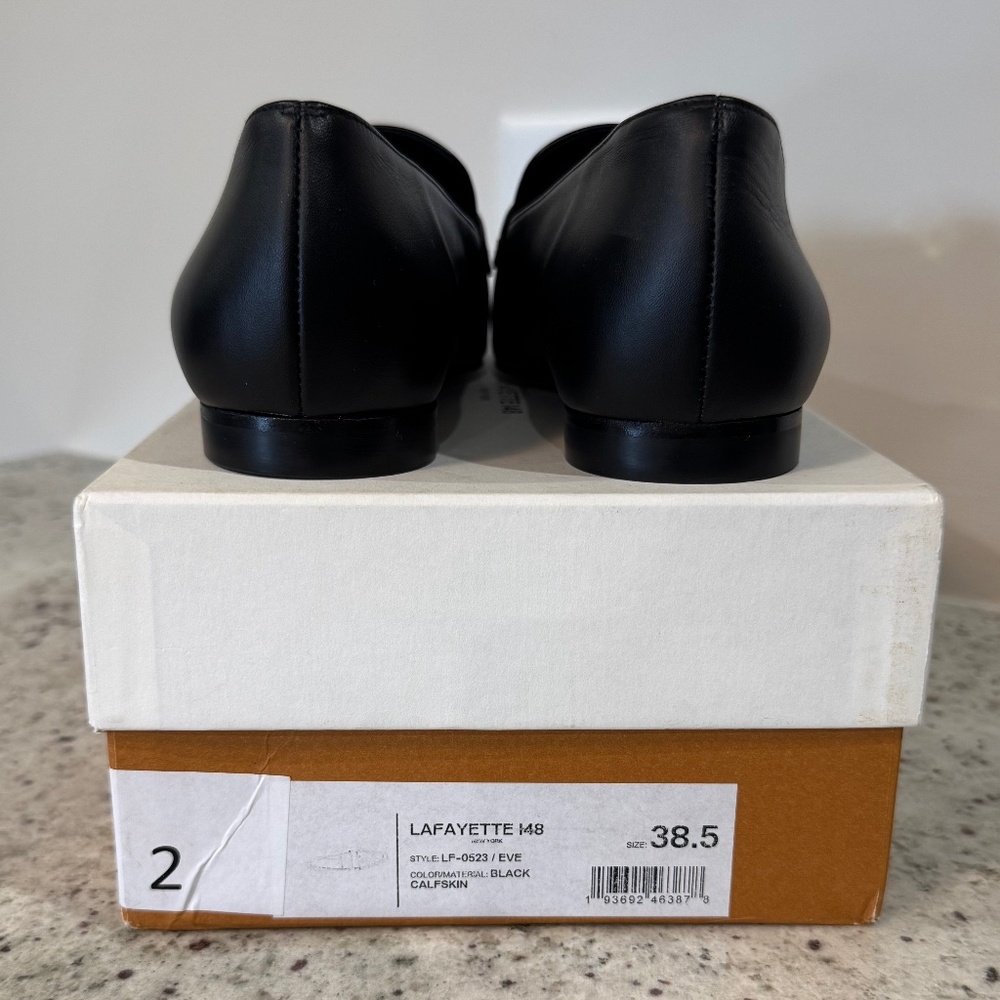 Lafayette 148 Eve Split Toe Black Leather Loafer - 8.5 - Picture 6 of 9